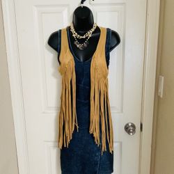 Mustard Color Fringe Vest