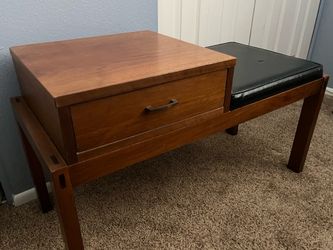 Vintage Mid-century telephone table with old telephone