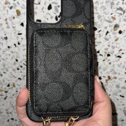 Coach iPhone 13 Pro Max, Leather Case With Wallet