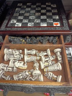 New 
From Mexico 
"Malachite & Wooden" Chess Set 

Larger 
Approx. 1ft. 3" x 1ft. 3"     $199.00

Smaller ....  $129.00
 
No Store Meet  Az. Mills are