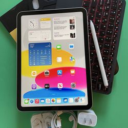 256gb Apple IPad 10th Generation (10.9” Liquid Retina / Latest 2022 ) with pen, keyboard, case & Accessories (warranty 03/ 2025)