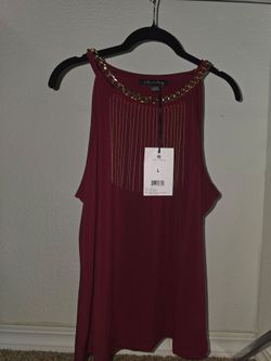 Women’s Burgundy Sleeveless Chain Top Size Large New
