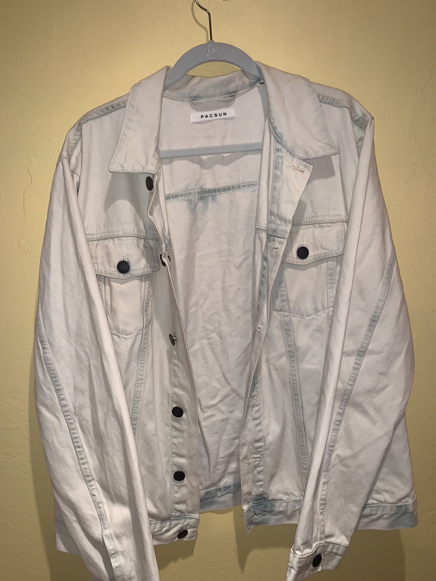 Mens L White Denim Jean Jacket