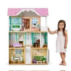 Delta Children MySize Dollhouse Large 3-Story Dollhouse with 7 Rooms Includes 12 Accessories
