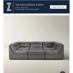 ZGallerie Cloud Collection Brown Leather Sectional