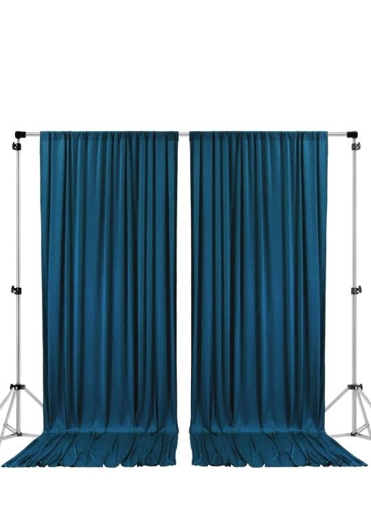 10x10 FT 2 Panels Turquoise Backdrop Curtains for Parties, Photography Backdrop Drapes with Rod Pockets for Wedding Decorations Birthday