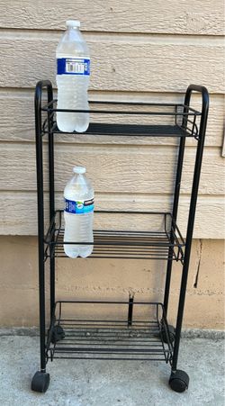 3 tier wire rolling cart organizer