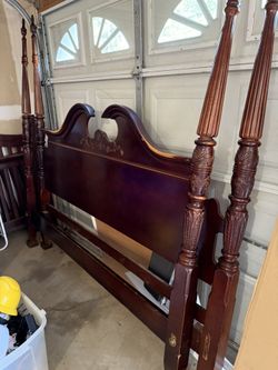 Used king Size Headboard. Can Be Painted And Restore.  Only got the headboard and the footboard. The railings are all torn up. Come make me an offer t