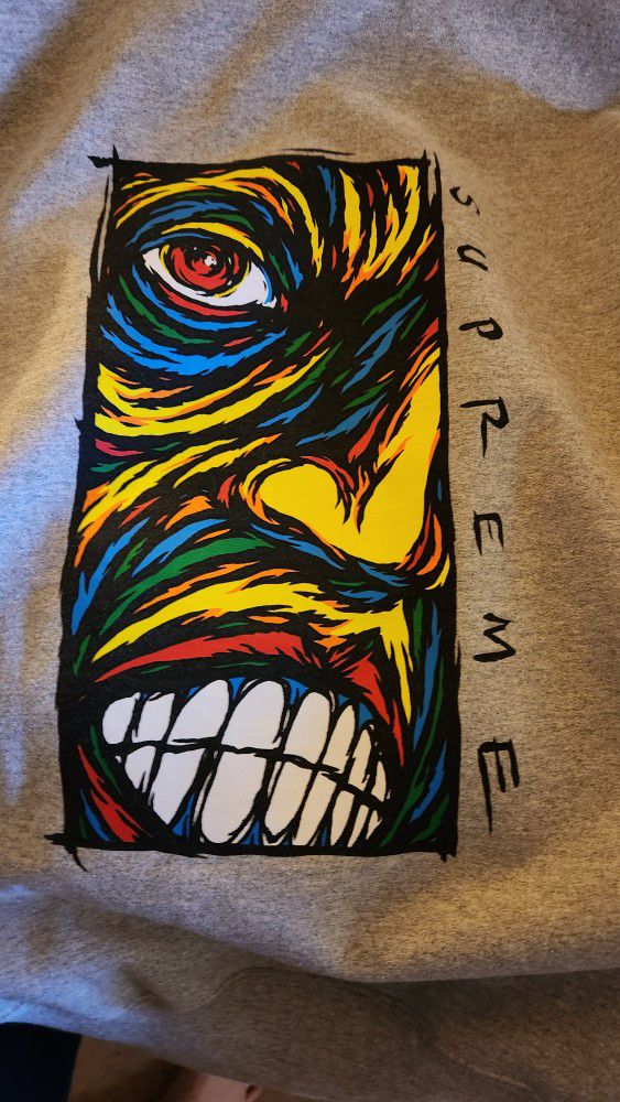 Supreme Hoodie, Grey With Lance CONKLIN Face art work. 
