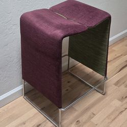 B&B Italia Lazy '05 Sled Base High Fabric Stool Burgundy/Green Antonio Citterio