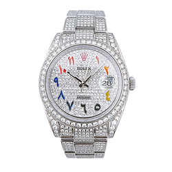 Men's Rolex 40mm DateJust Diamond Bracelet / Stainless Steel Watch with Diamond Dial and Diamond Bezel. (WR-1920)
