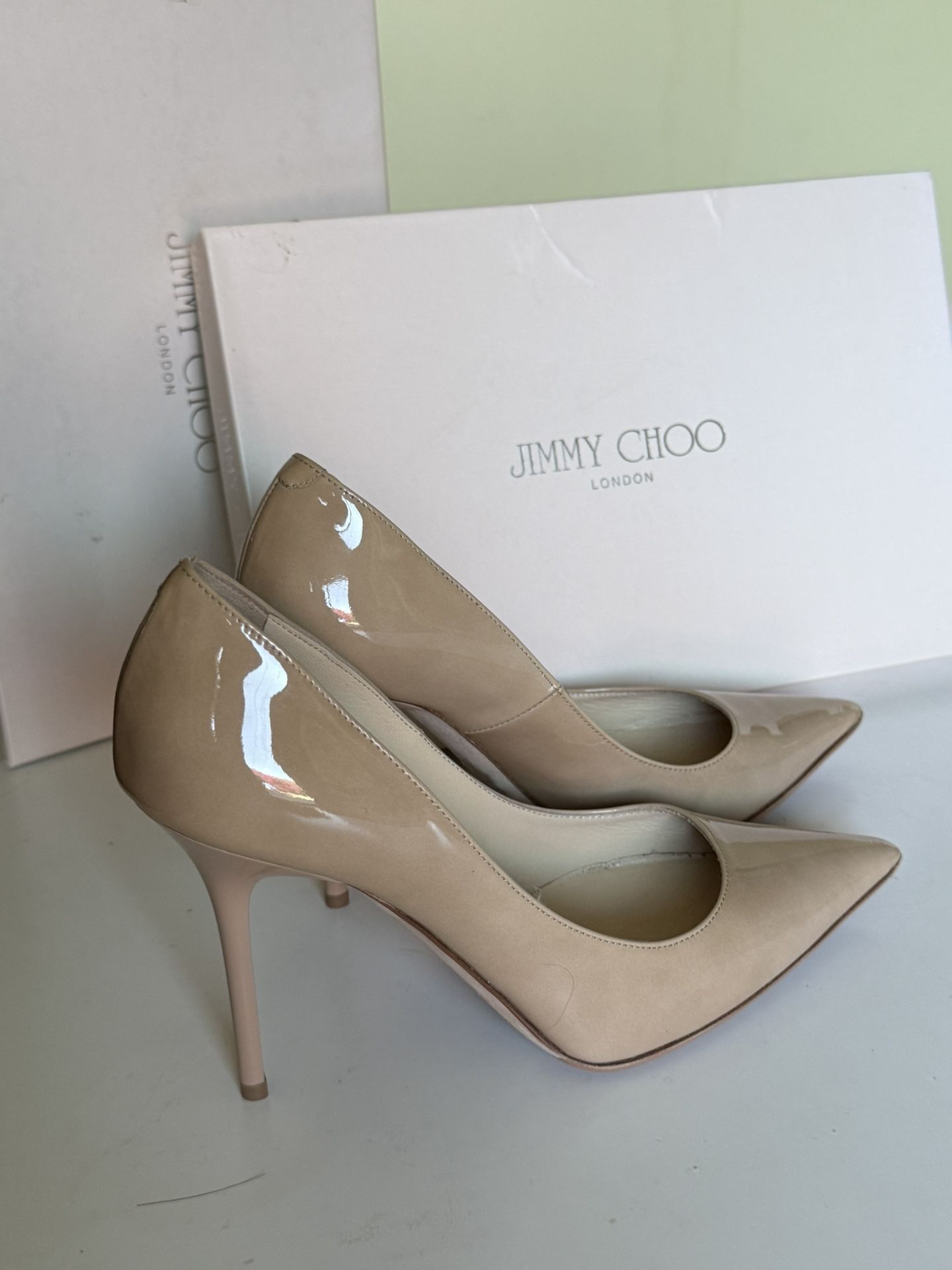 Jimmy Choo Nude Patent Leather Heels