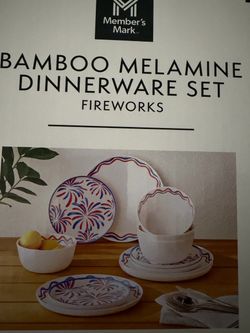 Member's Mark Bamboo Melamine Dinnerware Set Fireworks