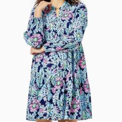 Lilly Pulitzer Womens Dress Size Small Blue Winona Lined Tropical Paradise New