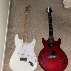 2 Guitars Fender Squire And Ibanez Guitars