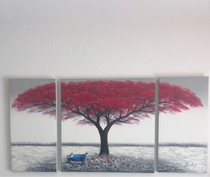Red Tree Canvas Art (3 pieces/panels)