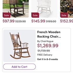 French Wooden Rocking Chair 