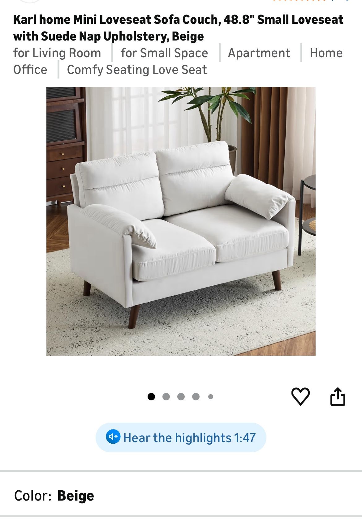 KarhHome Mini loveseat black