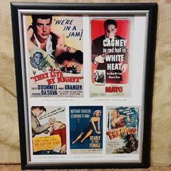 Vintage Crime Movie Posters - New / Framed (Lot of 4)  Measurements:  9 1/2" x 12"