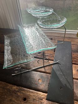 Three tier glass serving tray
