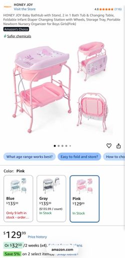 Baby Bath Tub With Stand, changing table, diaper station