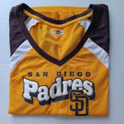 Women's XXL Padres New Era Heathered Raglan V-Neck T-Shirt