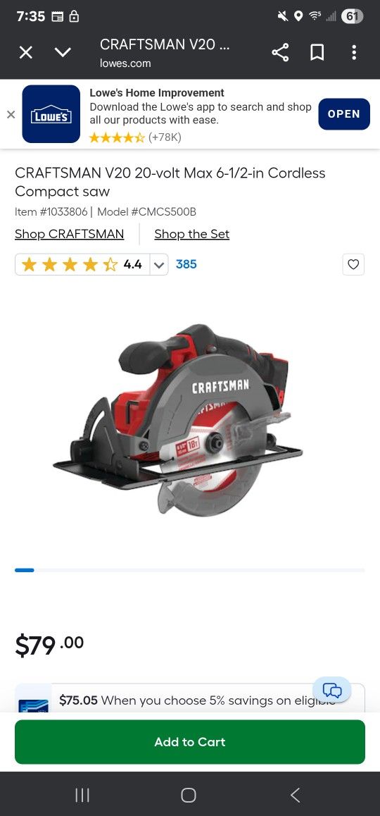 Craftsman 61/2 Circular Saw