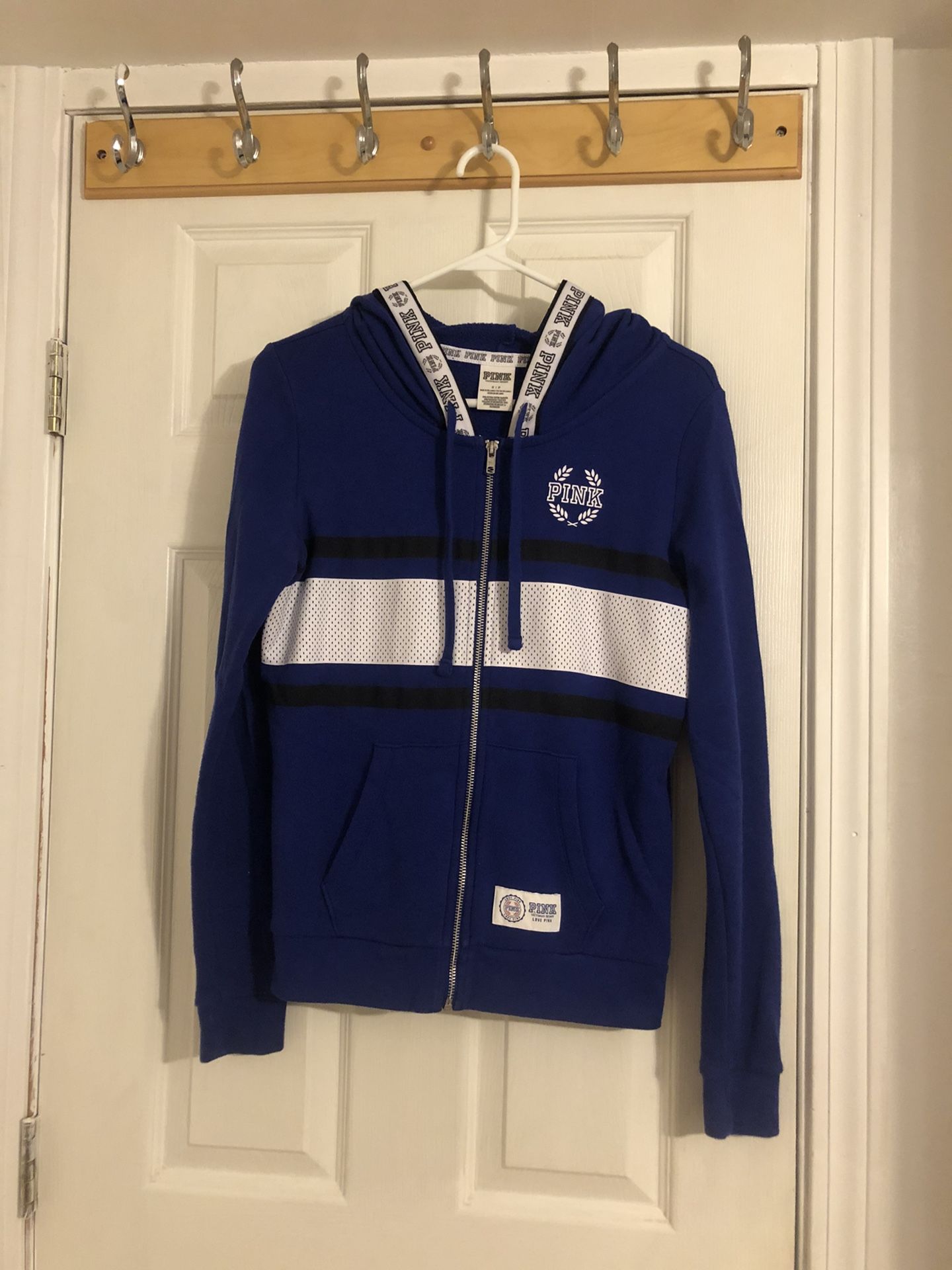 VS PINK Blue Full-Zip Hoodie (Size Small)