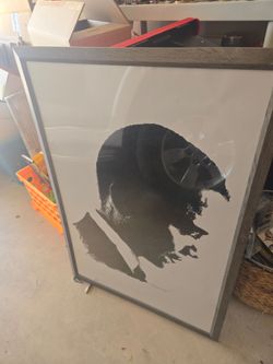 Vintage Barrack Obama Black & White Ink or Acrylic Silhouette Portrait