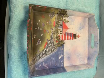 Lighthouse tray great for your ottoman for bed