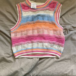 Cotton On sweater vest multi color women’s never worn 70s theme 