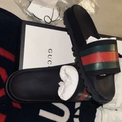 New Gucci Men Thick Bottom Web Sandal