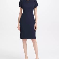 Tulip-Sleeve Sheath Knee-length Dress