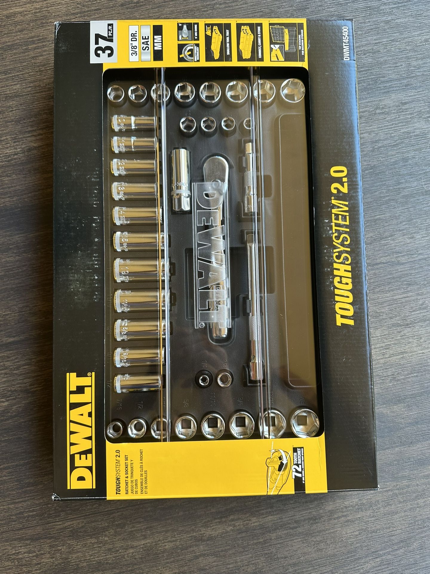 DEWALT 3/8 in. Drive Socket Set with Toughsystem Tray (37-Piece)