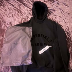 Essentials  “Fog” Black Hoodie 