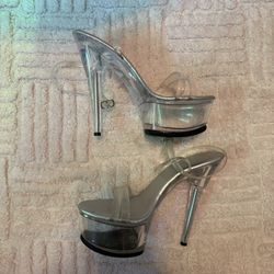 Size 38) Platform Acrylic Transparent Stripper Exotic Dancer High Heels