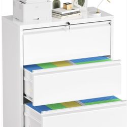 White 3 Drawer File Cabinet With Lock