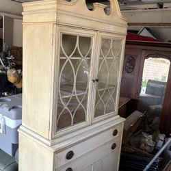 Vintage White Farmhouse, China Cabinet