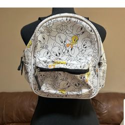 TWEETY BIRD Warner Bros. Looney Tunes White Backpack w/Zip Pouch. Chandler 