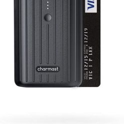 Portable Phone Charger with Built in Cables, Charmast 10000mah USB C AC Wall Plug Power Bank Slim External Battery Pack Charger for iPhone iPad More (