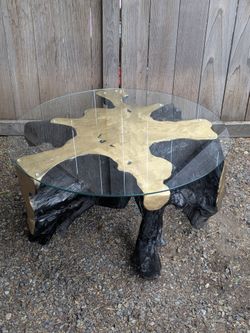 Live edge wood root table
