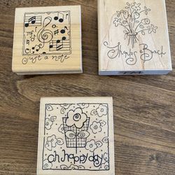 DOTS Wood Mounted Rubber Stamps - Thanks, Note, Happy Day