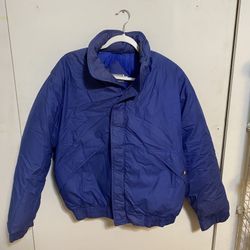 Blue Zip/Button Up Puffer Jacket/Windbreaker