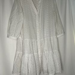 Tommy Hilfiger Cotton Eyelet Tiered Dress size 14 white