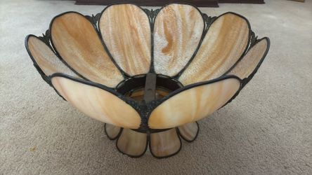 Vtg Large Stained  GLASS HANGING  LAMP