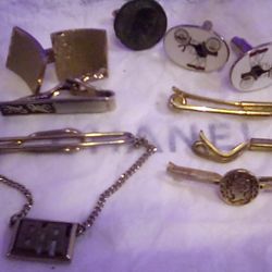 Antique Bar Tie Clips Cuffs