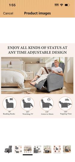 Gray Fabric Recliner Armchair
