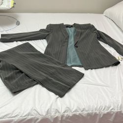 WOMANS  PANT SUIT -GREY PINSTRIPE 