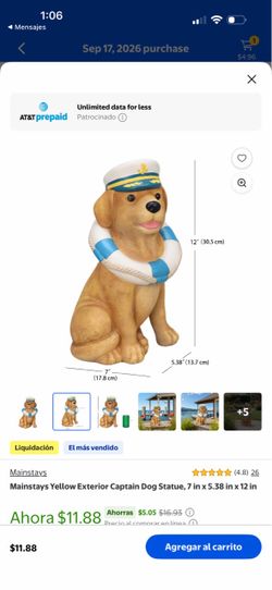 Mainstays Captain Dog Outdoor Statue
