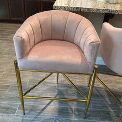 Cyrene Velvet Bar Stool Chair Velvet Gold 
